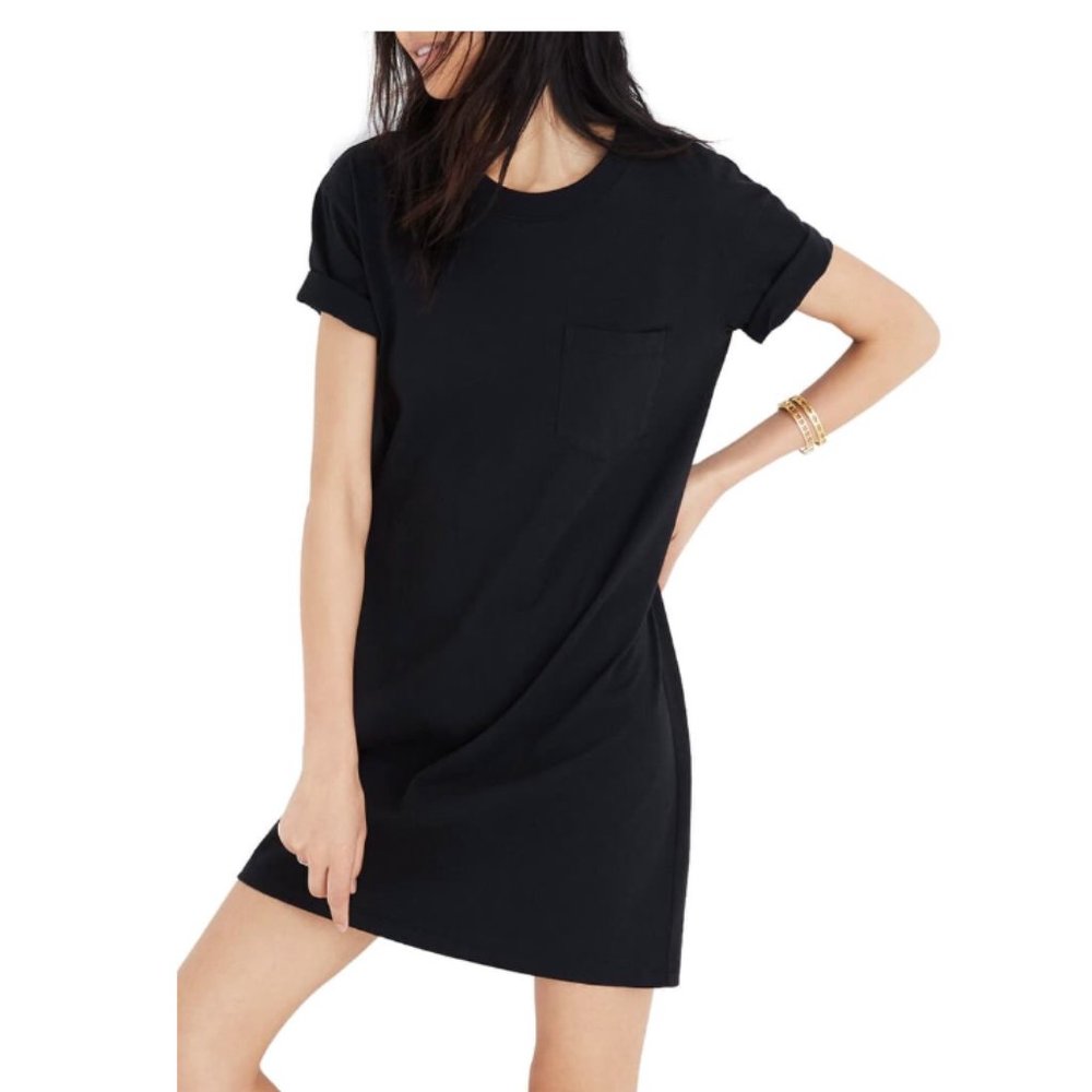 Madewell Black Pocket T-Shirt Dress